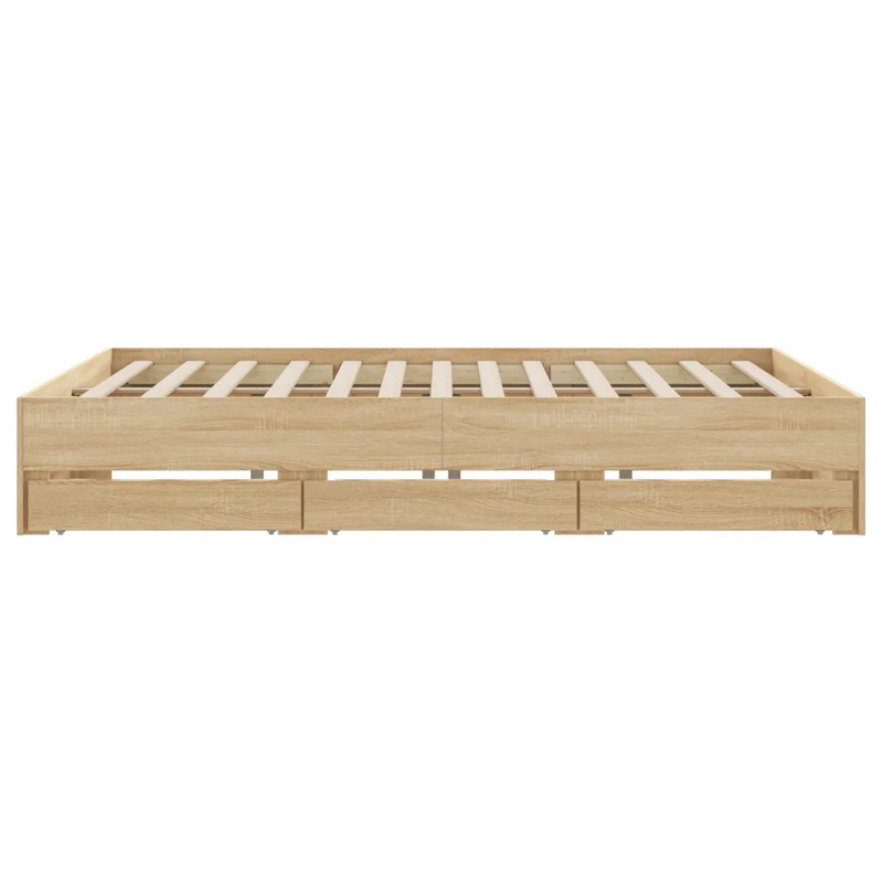 Bed Frame with Drawers without Mattress Sonoma Oak 180x200 cm