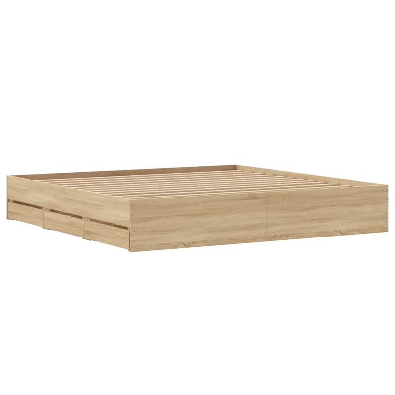 Bed Frame with Drawers without Mattress Sonoma Oak 180x200 cm
