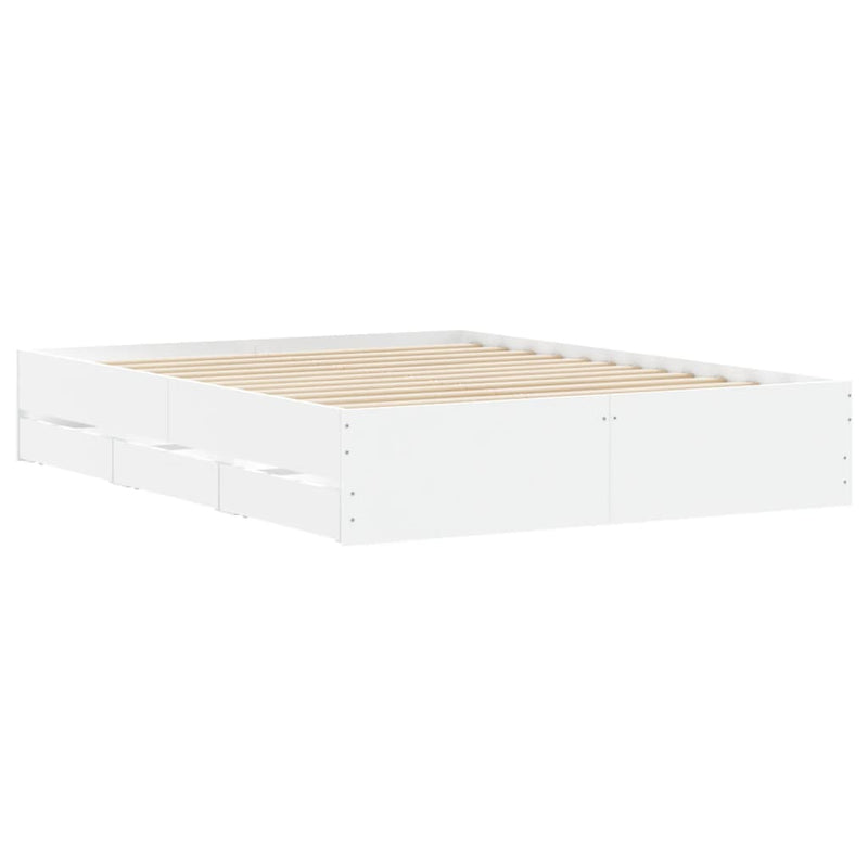 Bed Frame with Drawers White 150x200 cm Engineered Wood