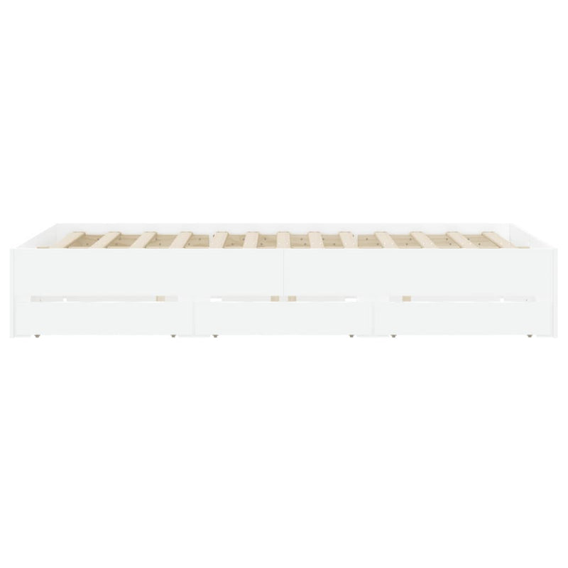 Bed Frame with Drawers White 150x200 cm Engineered Wood