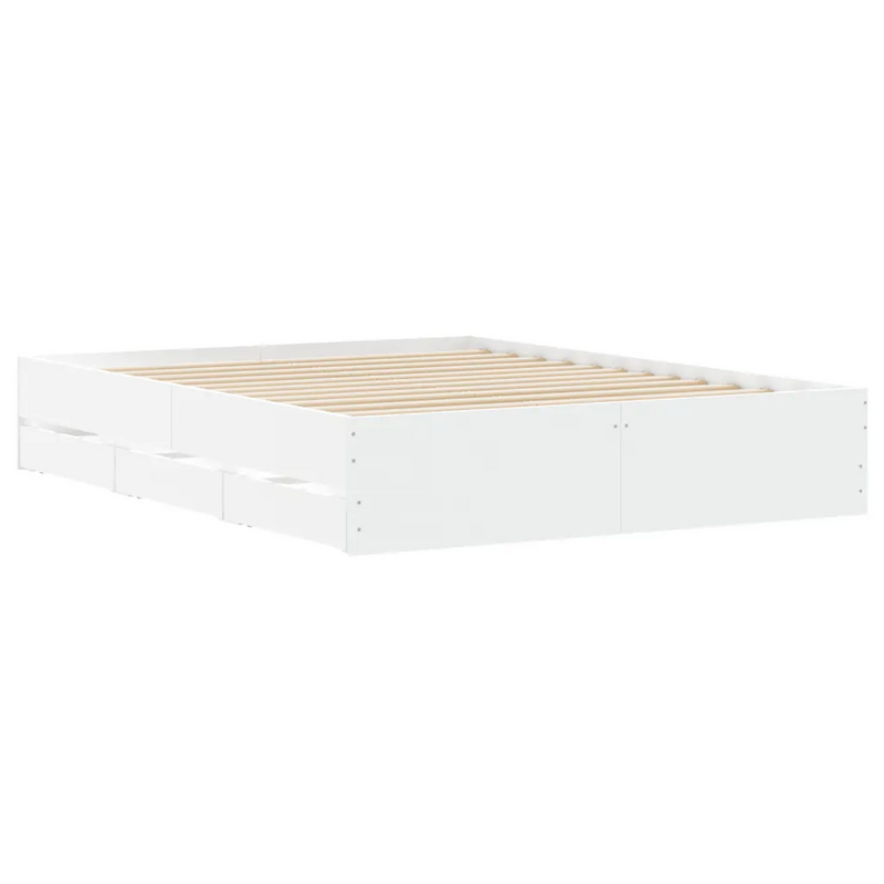 Bed Frame with Drawers without Mattress White 150x200 cm