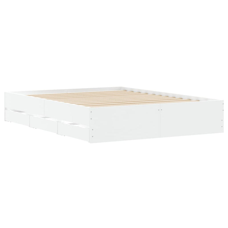 Bed Frame with Drawers White 150x200 cm Engineered Wood