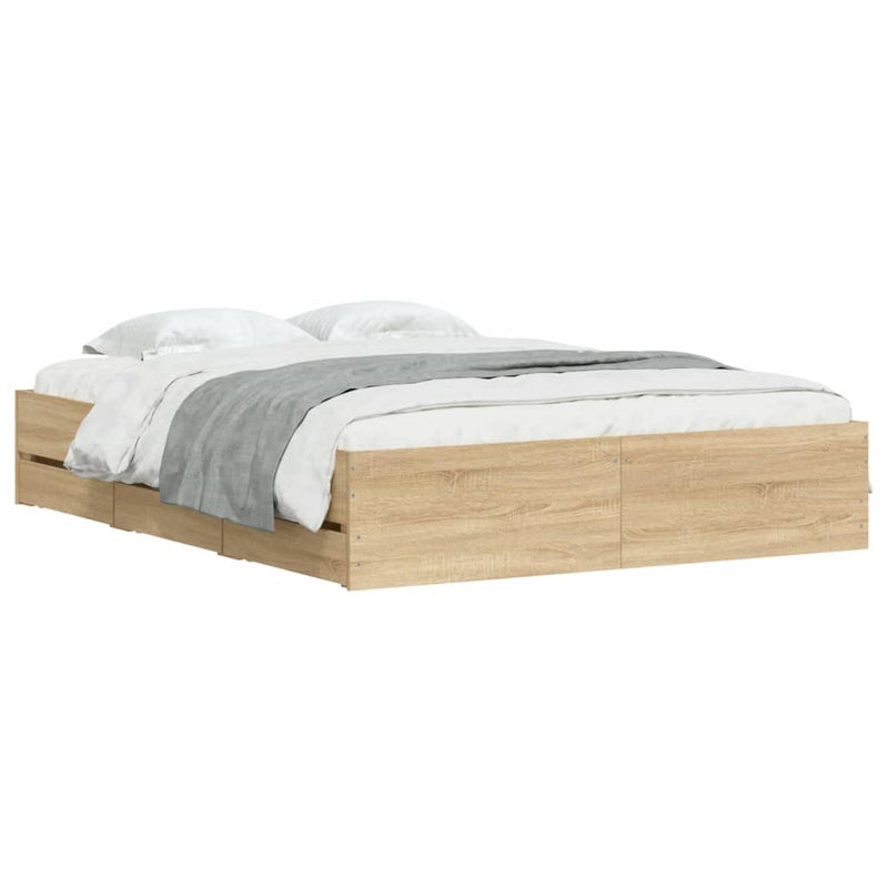 vidaXL Bed Frame with Drawers without Mattress Sonoma Oak 150x200 cm