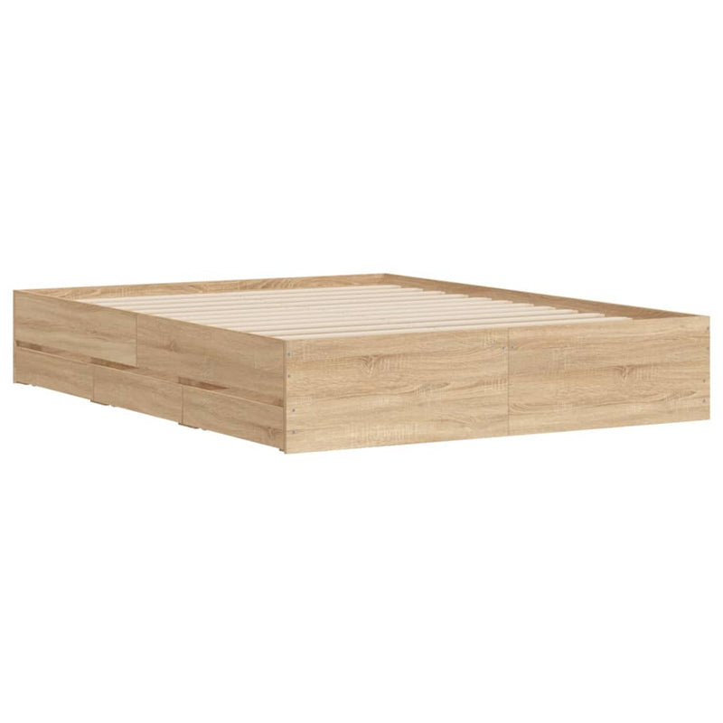 vidaXL Bed Frame with Drawers without Mattress Sonoma Oak 150x200 cm
