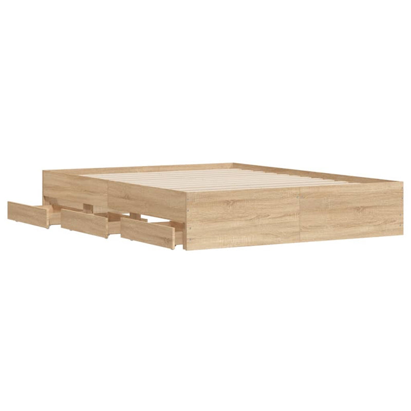 vidaXL Bed Frame with Drawers without Mattress Sonoma Oak 150x200 cm