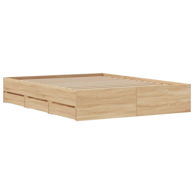 vidaXL Bed Frame with Drawers without Mattress Sonoma Oak 150x200 cm