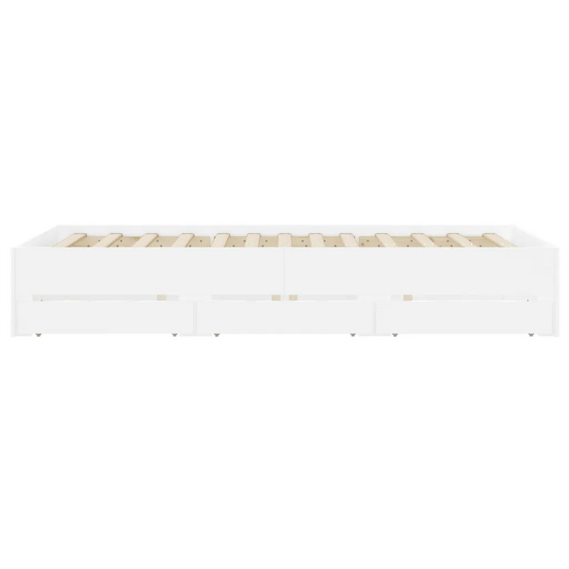 Bed Frame with Drawers without Mattress White 135x190 cm