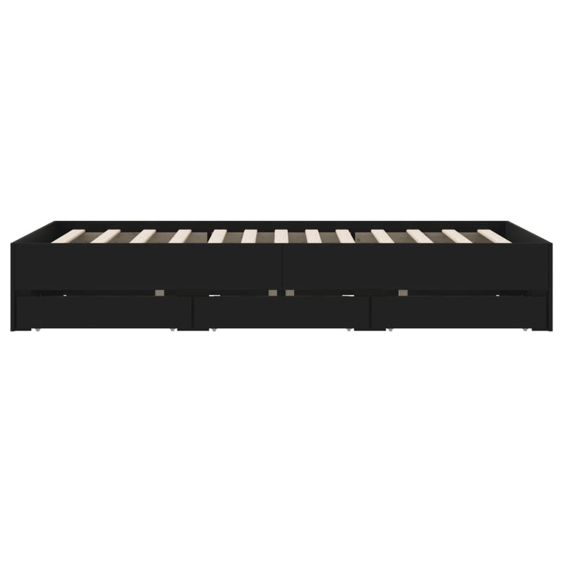 vidaXL Bed Frame with Drawers without Mattress Black 135x190 cm