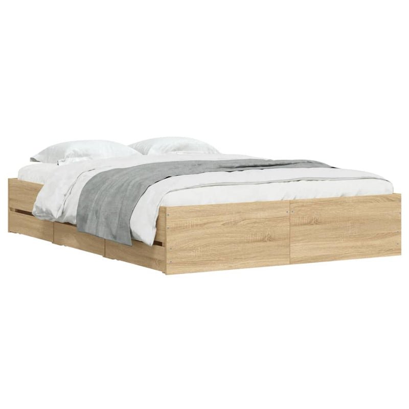 vidaXL Bed Frame with Drawers without Mattress Sonoma Oak 135x190 cm