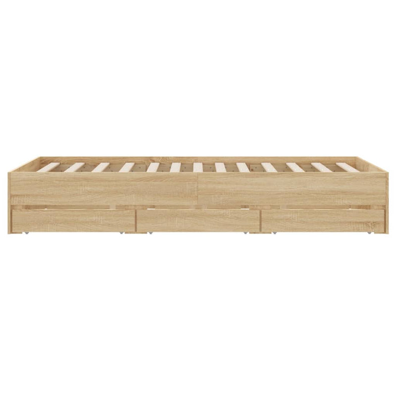 vidaXL Bed Frame with Drawers without Mattress Sonoma Oak 135x190 cm