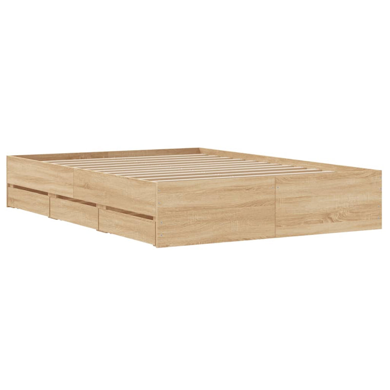 vidaXL Bed Frame with Drawers without Mattress Sonoma Oak 135x190 cm