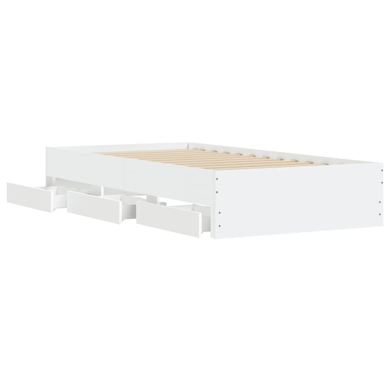 Bed Frame with Drawers White 90x190 cm Engineered Wood