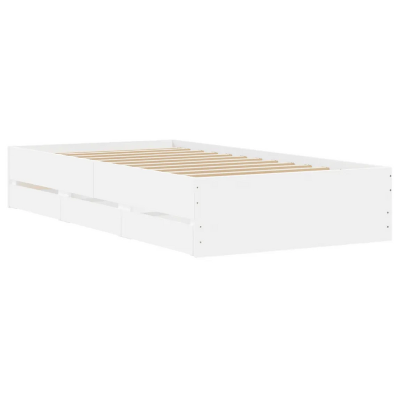 Bed Frame with Drawers without Mattress White 90x190 cm