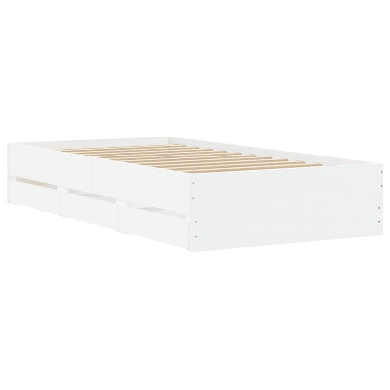 Bed Frame with Drawers White 90x190 cm Engineered Wood