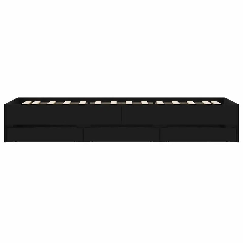 Bed Frame with Drawers without Mattress Black 90x190 cm