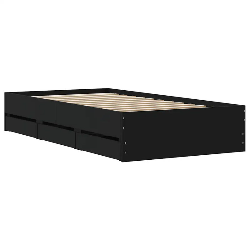 Bed Frame with Drawers without Mattress Black 90x190 cm