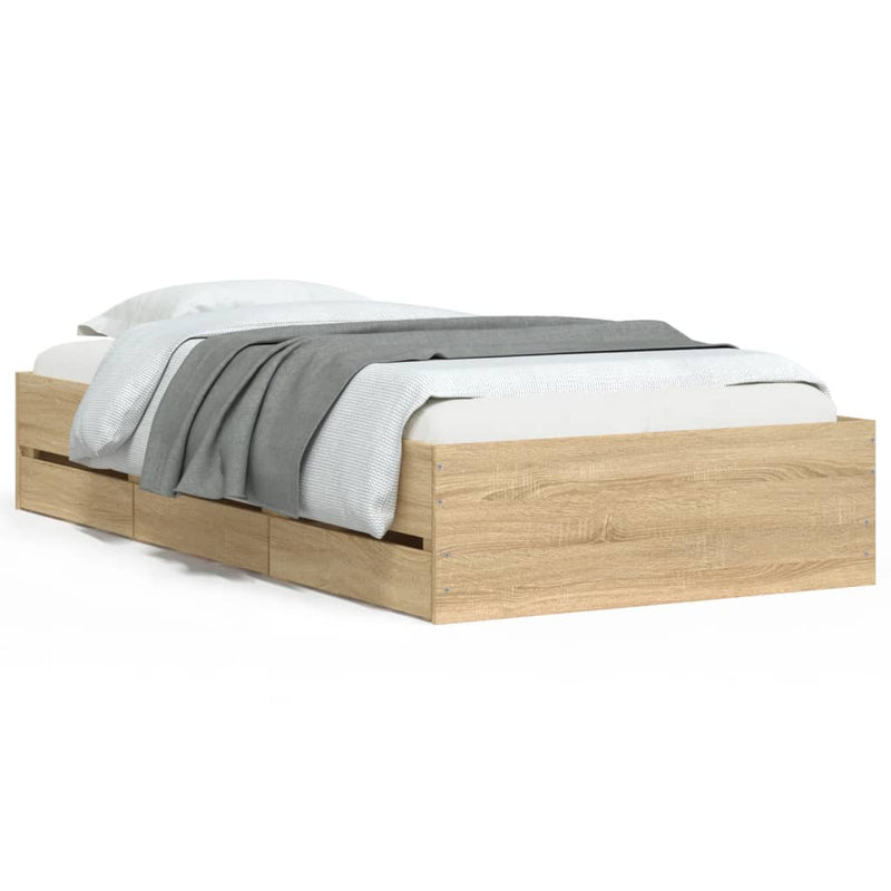 vidaXL Bed Frame with Drawers without Mattress Sonoma Oak 90x190 cm