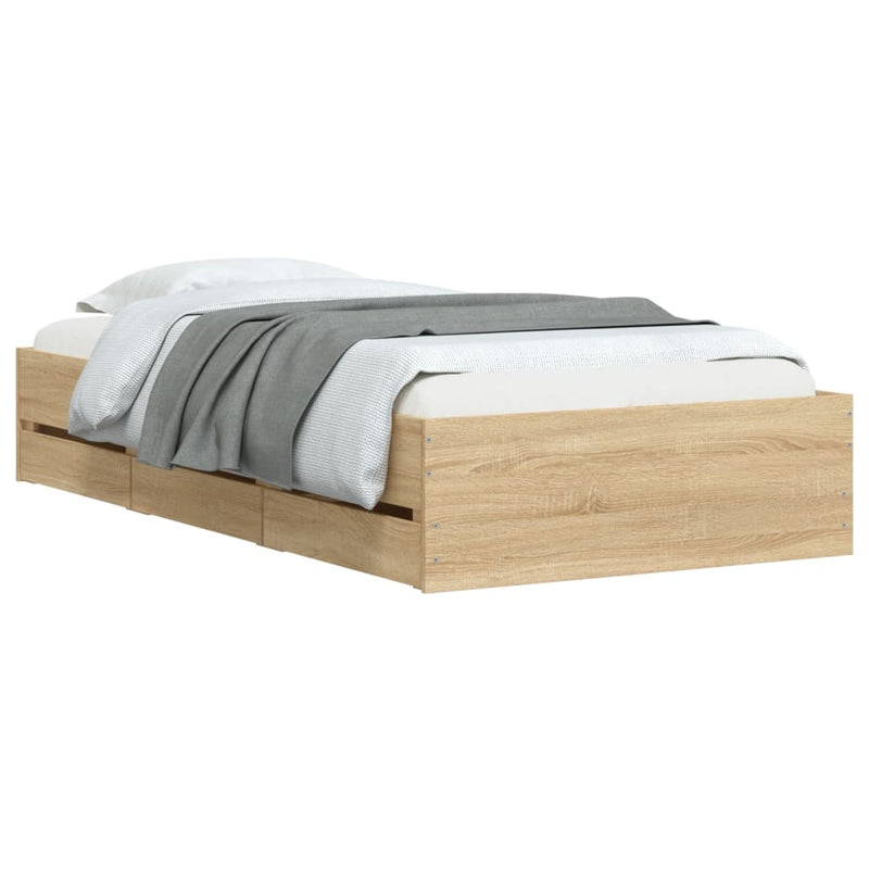 vidaXL Bed Frame with Drawers without Mattress Sonoma Oak 90x190 cm