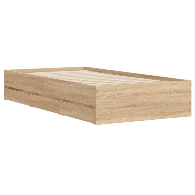 vidaXL Bed Frame with Drawers without Mattress Sonoma Oak 90x190 cm