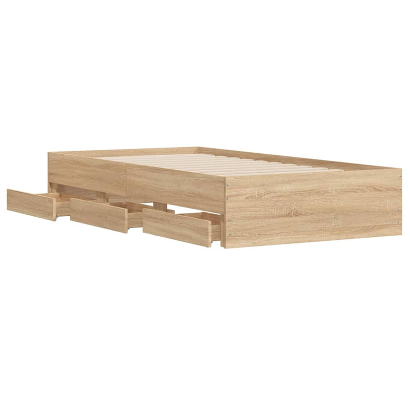 vidaXL Bed Frame with Drawers without Mattress Sonoma Oak 90x190 cm
