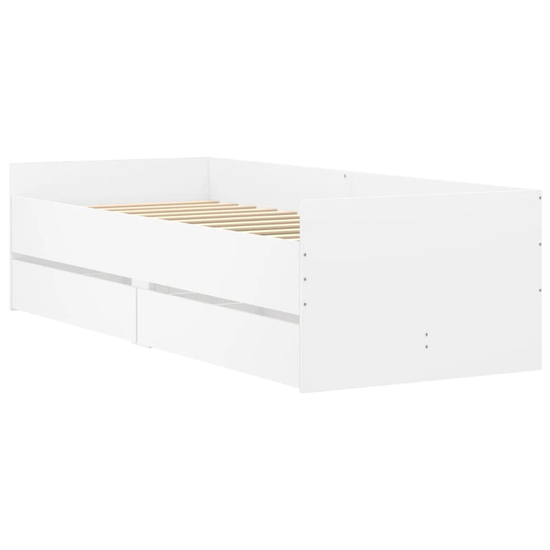 Bed Frame with Drawers White 90x190 cm