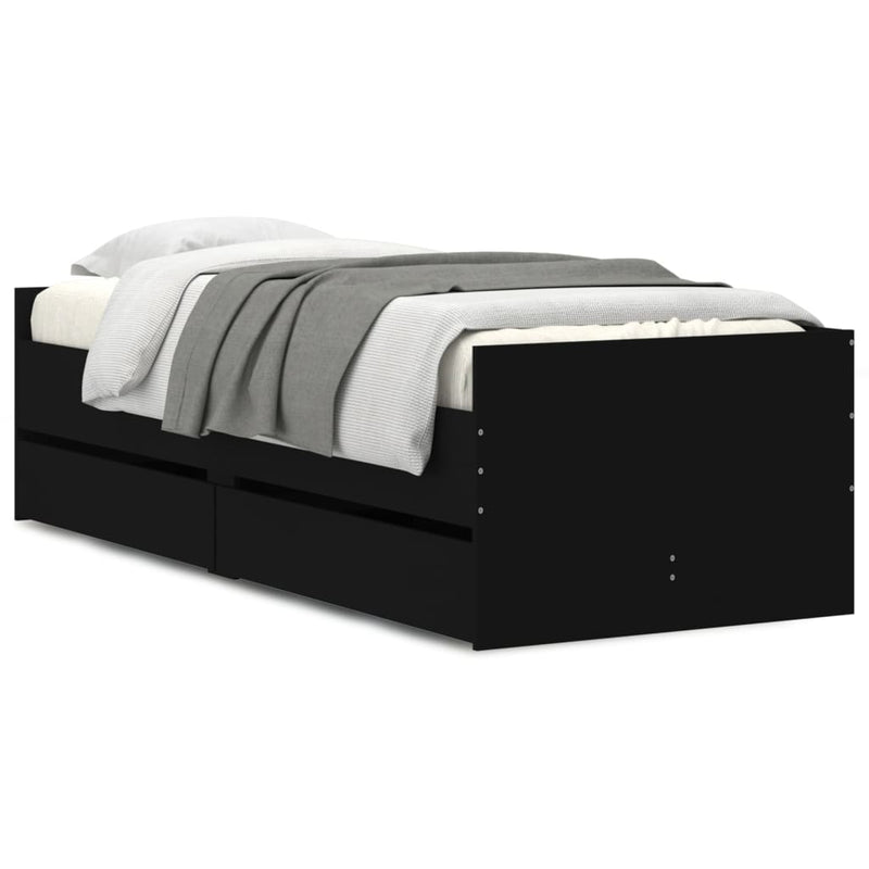 Bed Frame with Drawers Black 90x190 cm