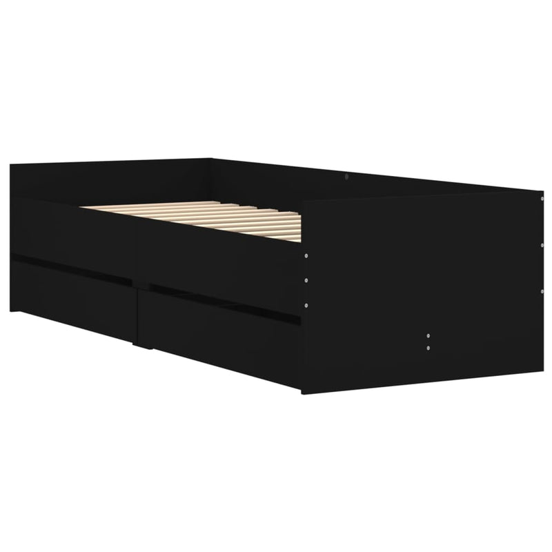 Bed Frame with Drawers Black 90x190 cm