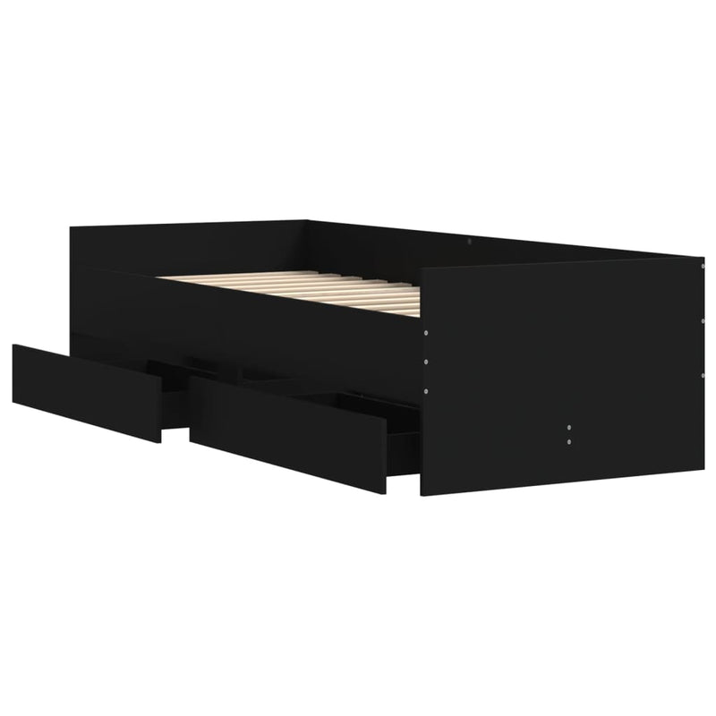 Bed Frame with Drawers Black 90x190 cm