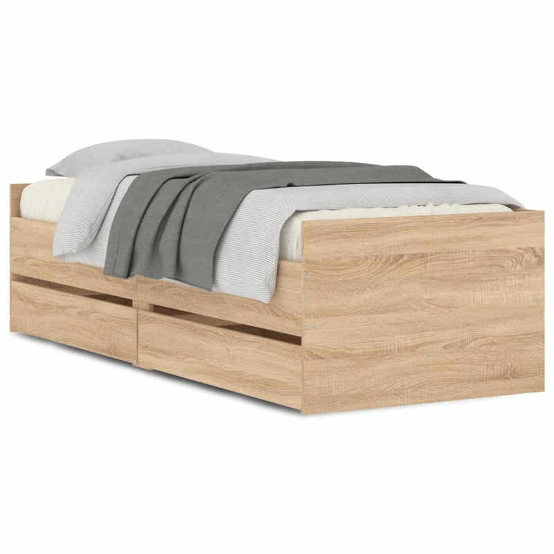vidaXL Bed Frame with Drawers without Mattress Sonoma Oak 90x190 cm