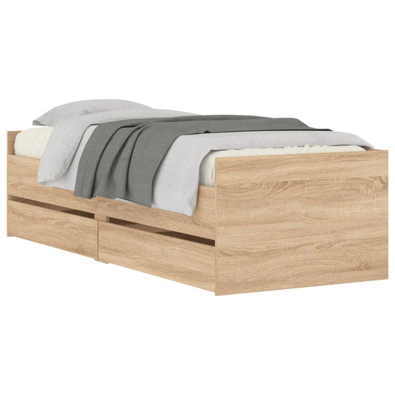 vidaXL Bed Frame with Drawers without Mattress Sonoma Oak 90x190 cm