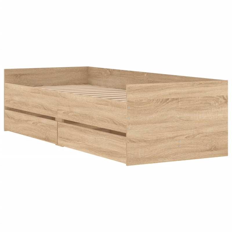 vidaXL Bed Frame with Drawers without Mattress Sonoma Oak 90x190 cm