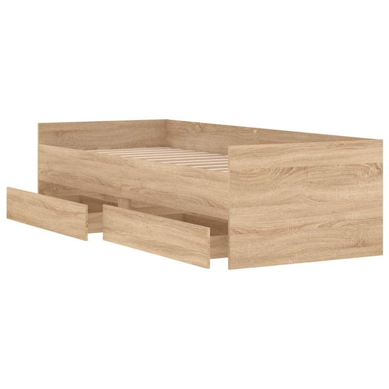 vidaXL Bed Frame with Drawers without Mattress Sonoma Oak 90x190 cm