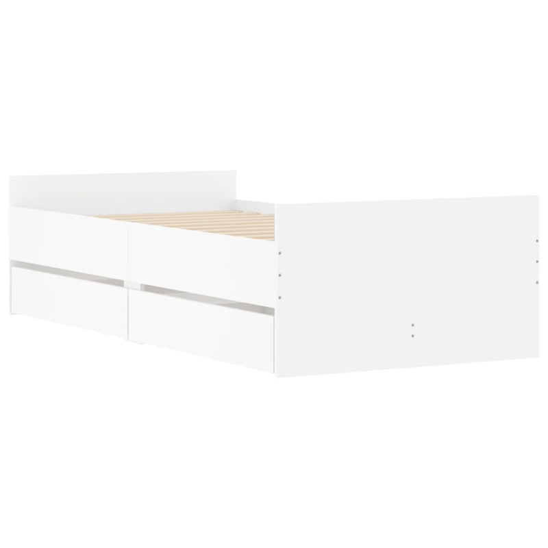 Bed Frame with Drawers White 90x190 cm