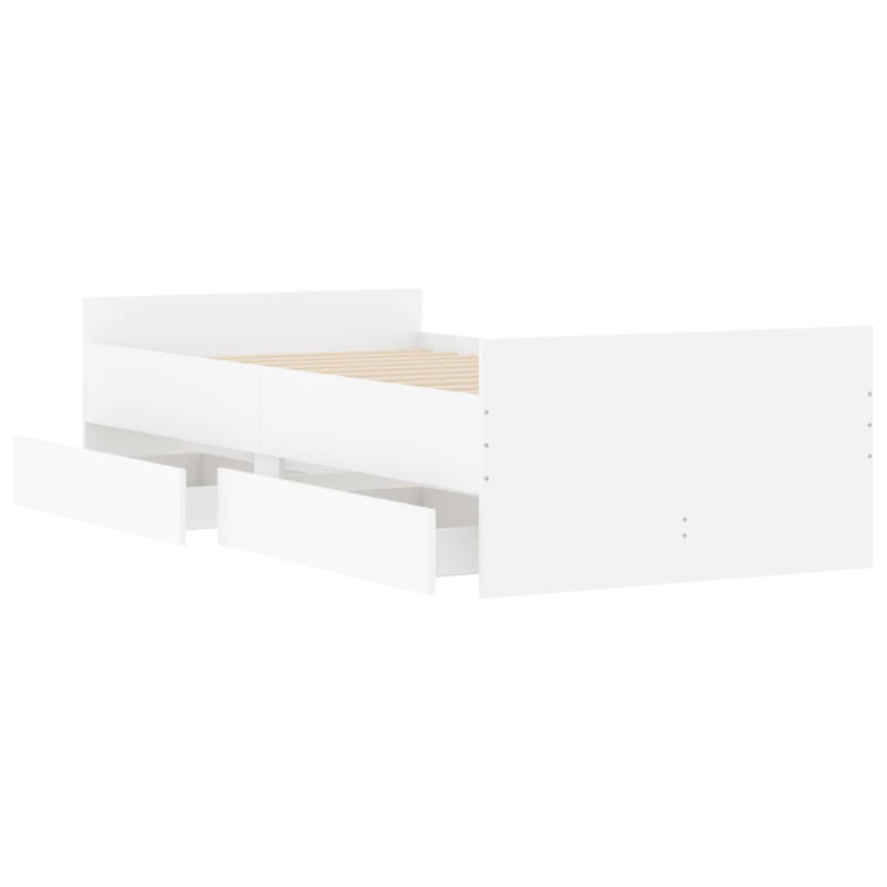 Bed Frame with Drawers White 90x190 cm