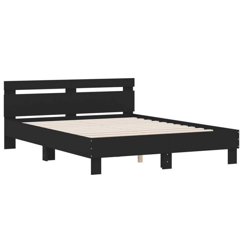 Bed Frame with Headboard Black 150x200 cm Engineered Wood