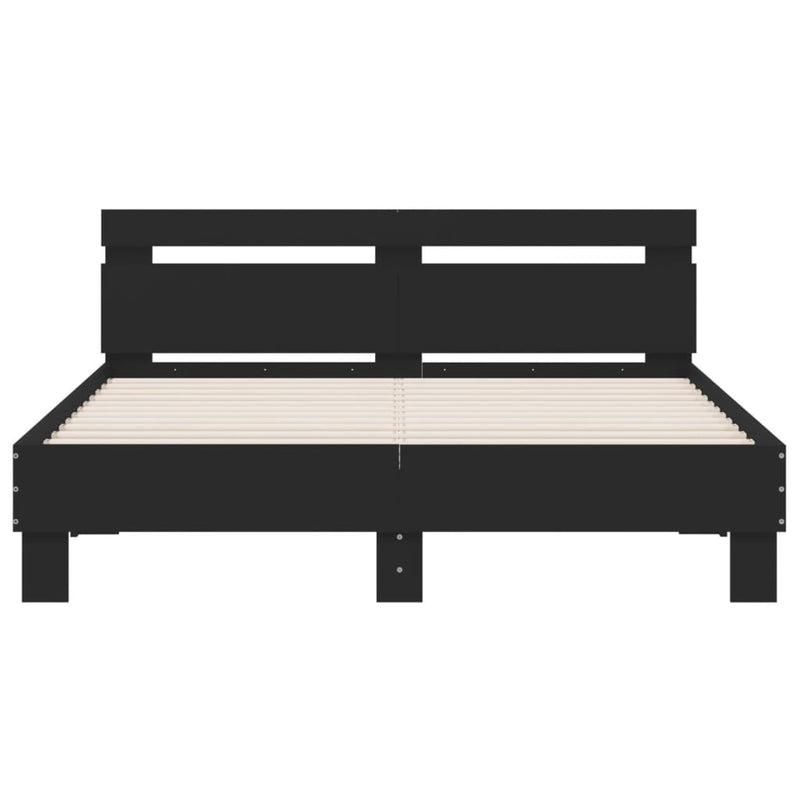 Bed Frame with Headboard Black 150x200 cm Engineered Wood