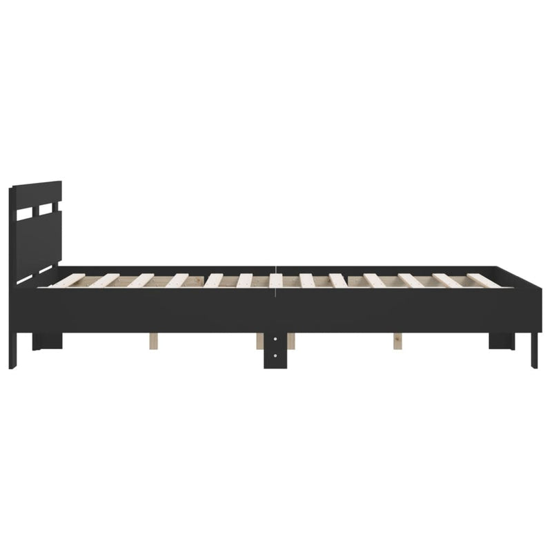 Bed Frame with Headboard Black 150x200 cm Engineered Wood