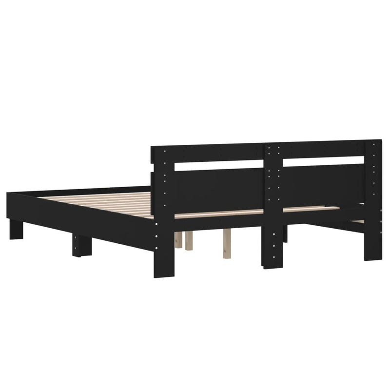 Bed Frame with Headboard Black 150x200 cm Engineered Wood