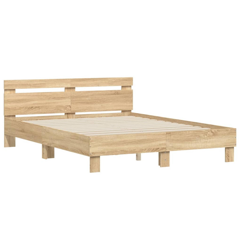 Bed Frame with Headboard Sonoma Oak 150x200 cm Engineered Wood