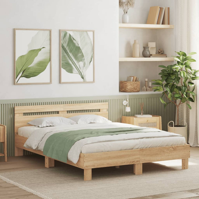 Bed Frame with Headboard Sonoma Oak 150x200 cm Engineered Wood