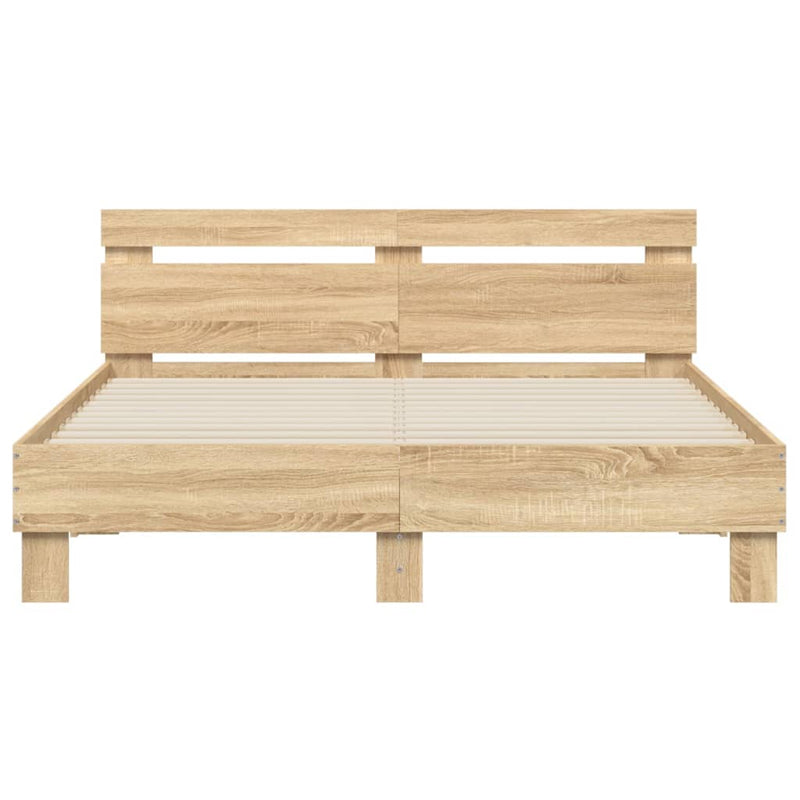 Bed Frame with Headboard Sonoma Oak 150x200 cm Engineered Wood