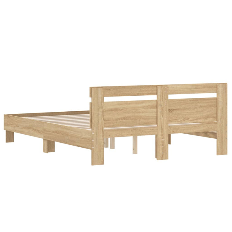 Bed Frame with Headboard Sonoma Oak 150x200 cm Engineered Wood