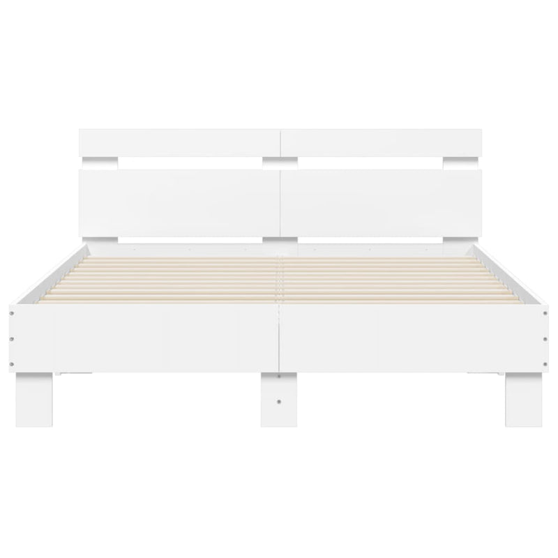 Bed Frame with Headboard White 135x190 cm Engineered Wood