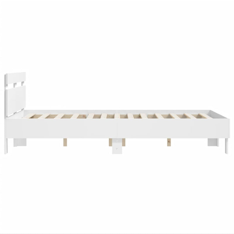 Bed Frame with Headboard White 135x190 cm Engineered Wood