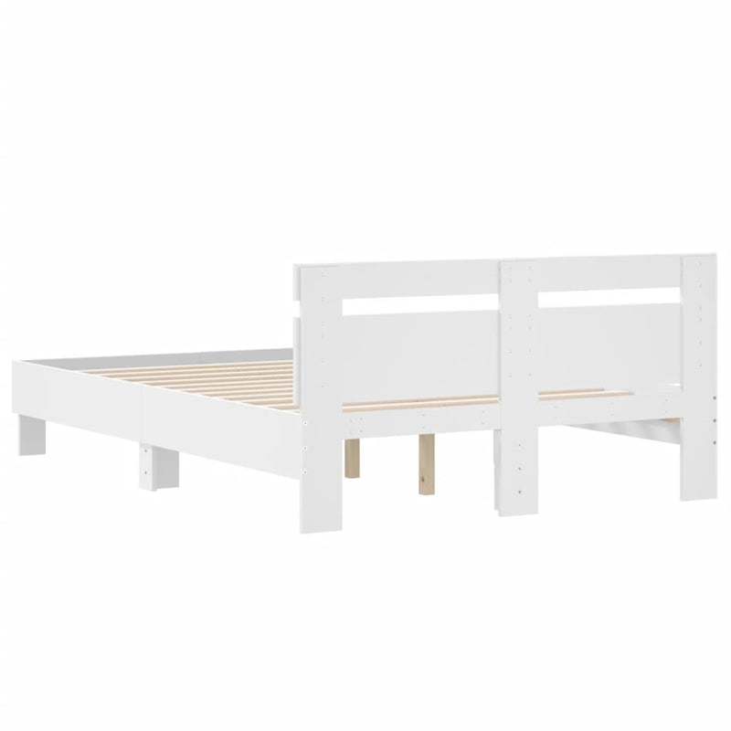 Bed Frame with Headboard White 135x190 cm Engineered Wood