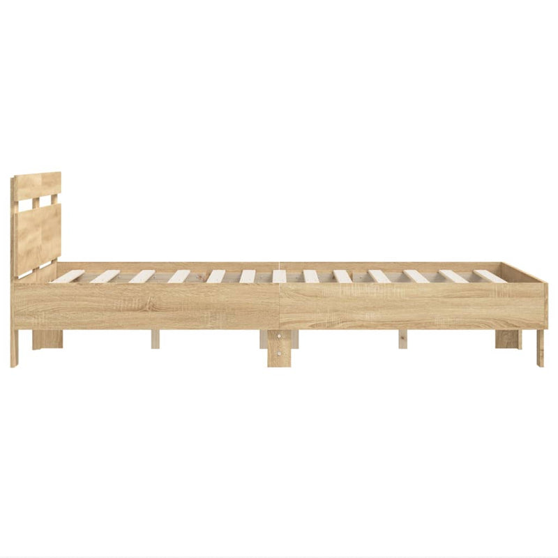 Bed Frame with Headboard Sonoma Oak 135x190 cm Engineered Wood