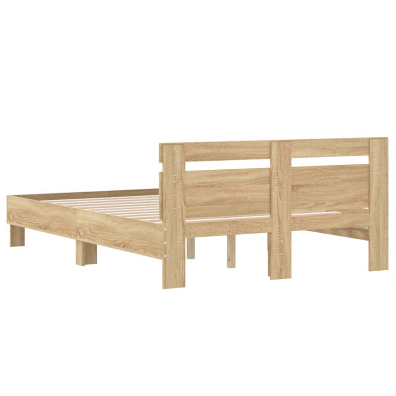 Bed Frame with Headboard Sonoma Oak 135x190 cm Engineered Wood