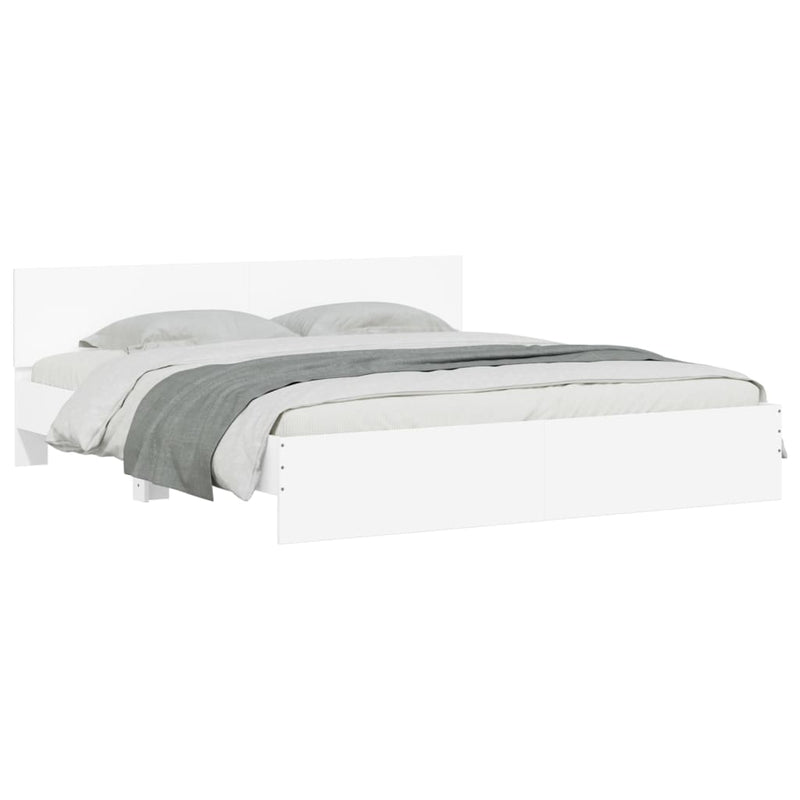 vidaXL Bed Frame without Mattress White 183x203 cm King