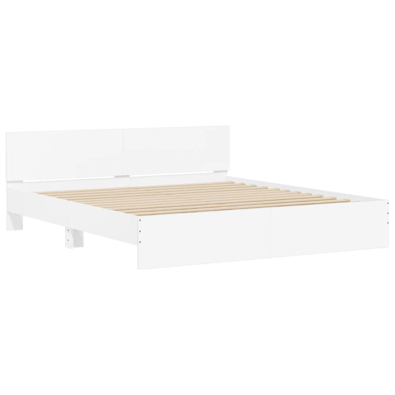 vidaXL Bed Frame without Mattress White 183x203 cm King