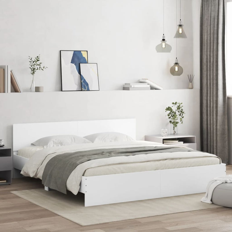 vidaXL Bed Frame without Mattress White 183x203 cm King